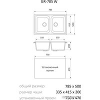 Кухонная мойка Granrus GR-785 W (черный)