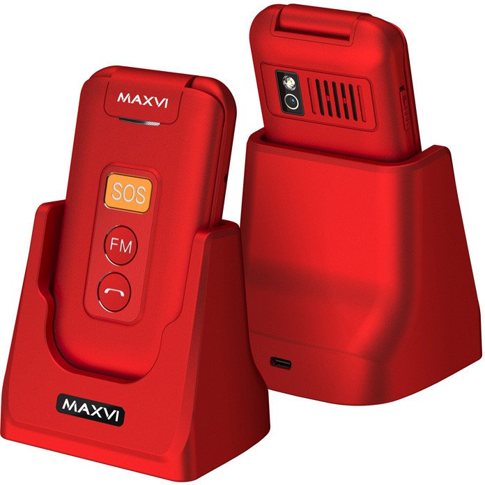 Кнопочный телефон Maxvi E5 up (красный)
