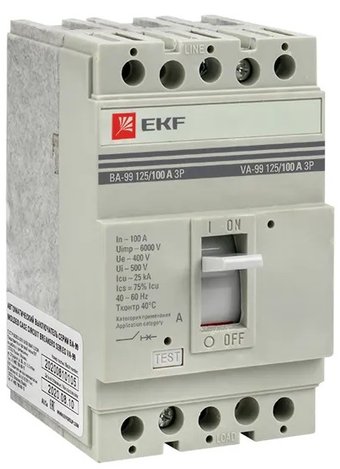 Выключатель автоматический EKF PROxima ВА-99 125/ 100А 3P 25кА