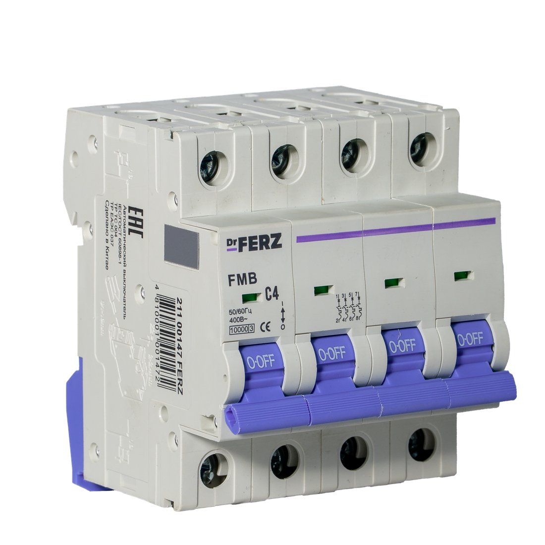 

Выключатель автоматический Dr.Ferz FMB-C 10kA 4P 04 C 21100147FERZ