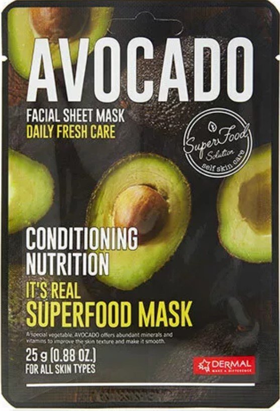 

Dermal Маска для лица тканевая It's Real Superfood Mask Авокадо 25 г