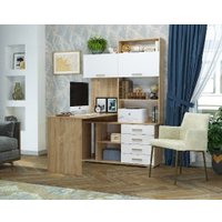 Стол Памир ПКС-11 левый (дуб сонома/белый глянец)