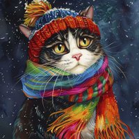 Алмазная мозаика  Феникс+ Зимний кот 68601