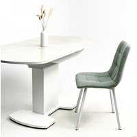 Кухонный стол Аврора Корсика фотопечать 120-151.5x80 (мрамор бежевый) 6/белый матовый)