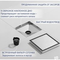 Трап/канал Lauter 214006-G1H 150x150 (хром)