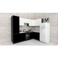 Готовая кухня ВерсоМебель Эко-8 1.4x2.7 правая (белый фасадный/черный/ст.мрамор итальянский)