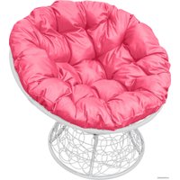 Кресло M-Group Папасан 12020108 (белый ротанг/розовая подушка)