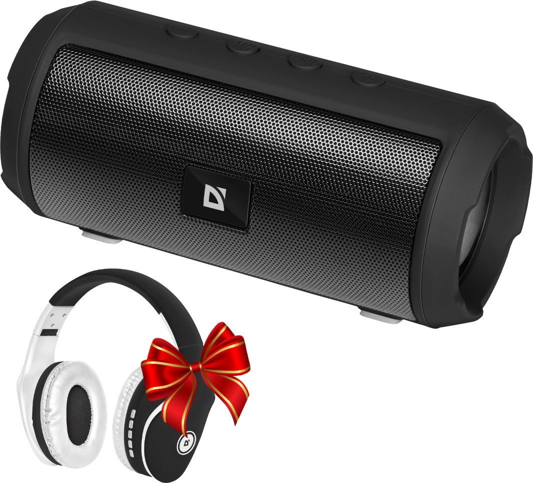 

Bluetooth колонка с беспроводными наушниками Defender Enjoy S500 (черный) + Наушники Defender FreeMotion B525 (черный)