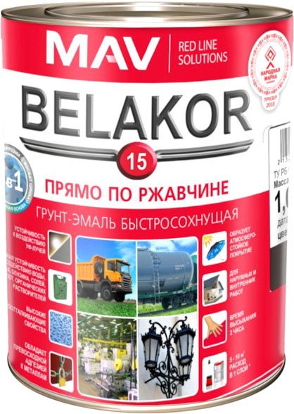 

Грунт-эмаль MAV Belakor-15 Ral 8017 1 л (шоколадный матовый)