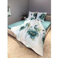 2-спальный комплект постельного белья Luxsonia Изумрудная роскошь 2сп с простыней на резинке ИВТ2409