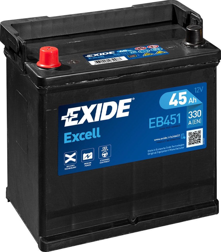 

Автомобильный аккумулятор Exide Excell EB451 (45 А/ч)