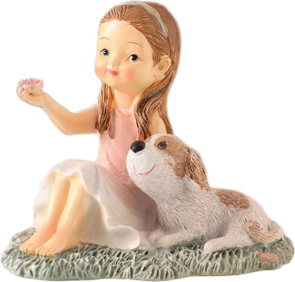 Статуэтка Sima-Land Малышка в розовом платье с собачкой на лужайке 10583152