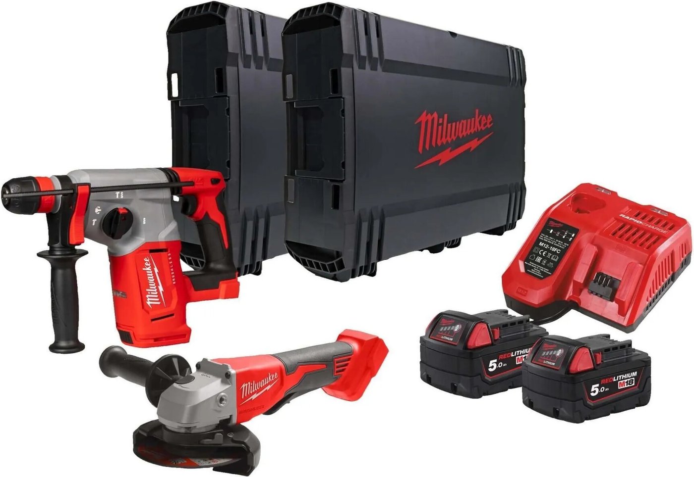 

Milwaukee M18 BLPP2G-502X 4933498575 (перфоратор, болгарка, 2 АКБ, кейс)
