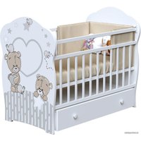 Классическая детская кроватка VDK Forever Friends маятник и ящик (белый)