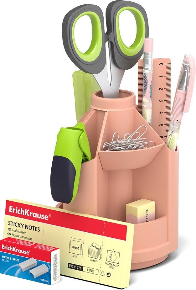 

Настольный набор Erich Krause Mini Desk Powder 55632 персиковый (10 предм)