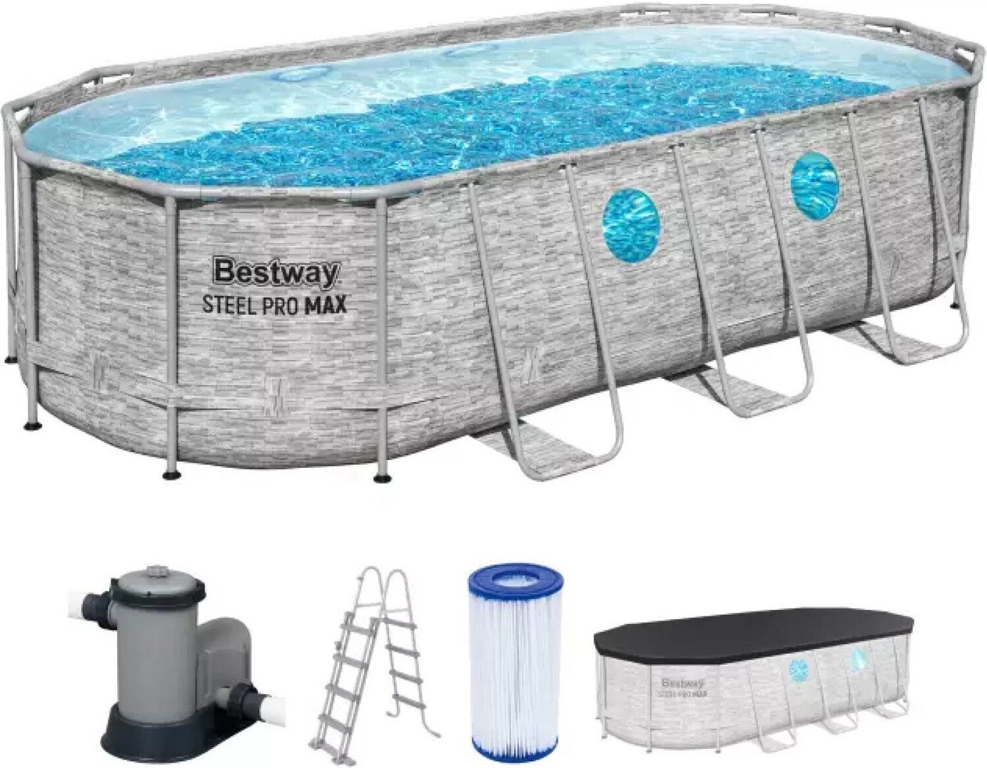 Каркасный бассейн Bestway Power Steel Камень 56716 (549x274x122)