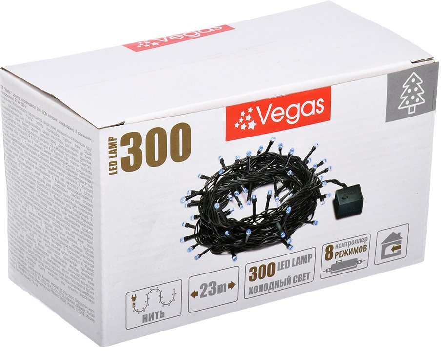 

Новогодняя гирлянда Vegas Нить 55072 300 LED (белый холодный)