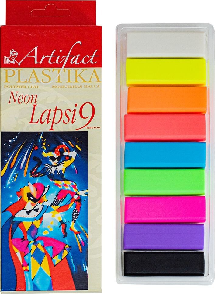 

Полимерная глина ArtiFact Пластика Lapsi Neon (9 цв, 180 г)