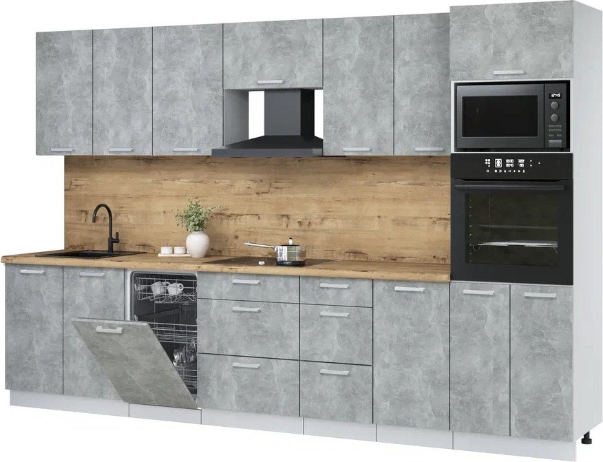 

Готовая кухня Интерлиния Мила Лайт 3.25-ПМ3 (бетон/бетон/дуб бунратти)