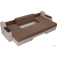 П-образный диван Лига диванов Сенатор 28927 (рогожка, коричневый/бежевый)