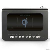 Настольные часы с беспроводной зарядкой Lenco CR-580BK