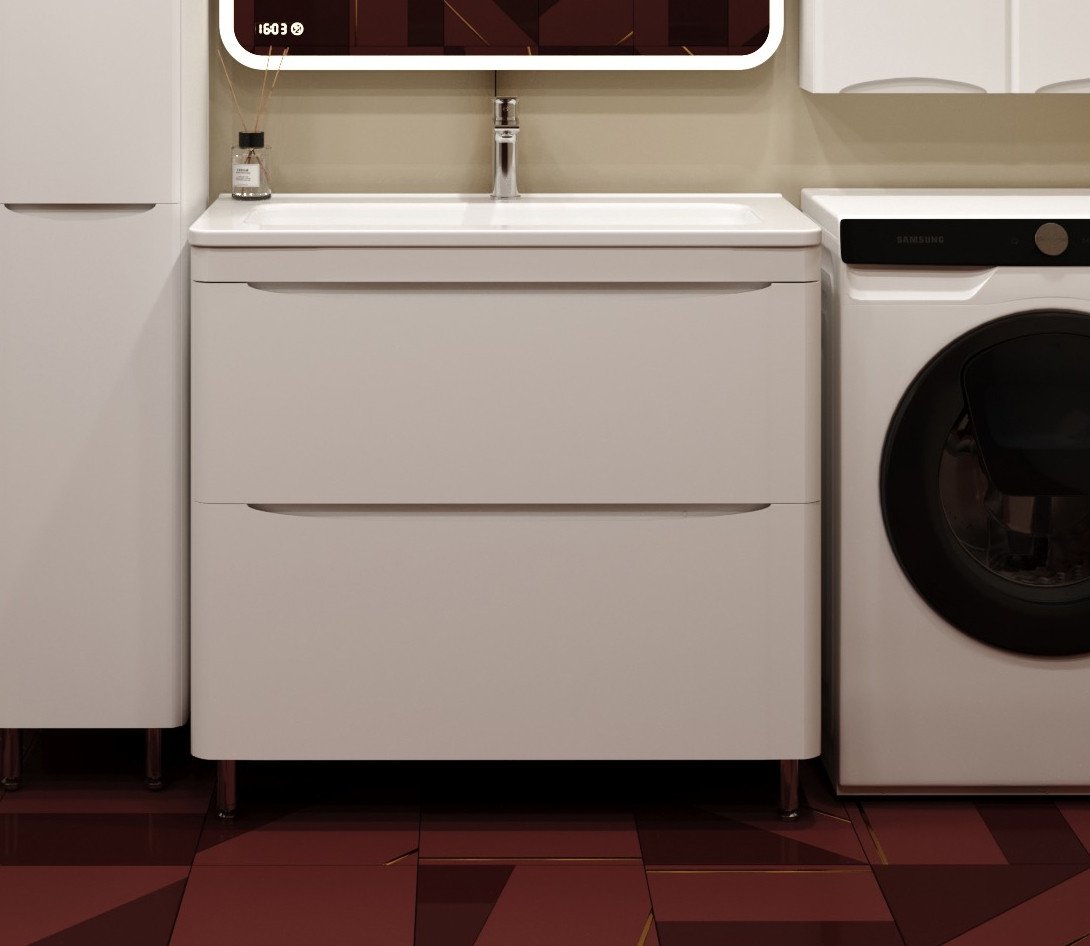 

Symbolite Тумба под умывальник Бергамо мини 90 Люкс Plus 2 ящика (белый)