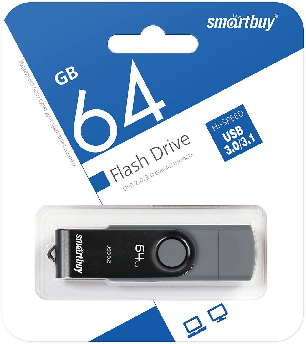 

USB Flash SmartBuy Twist Dual 64GB (черный)