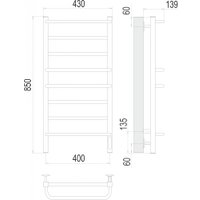 Полотенцесушитель TERMINUS Евромикс П8 400x850 квадро (хром, Quick Touch)