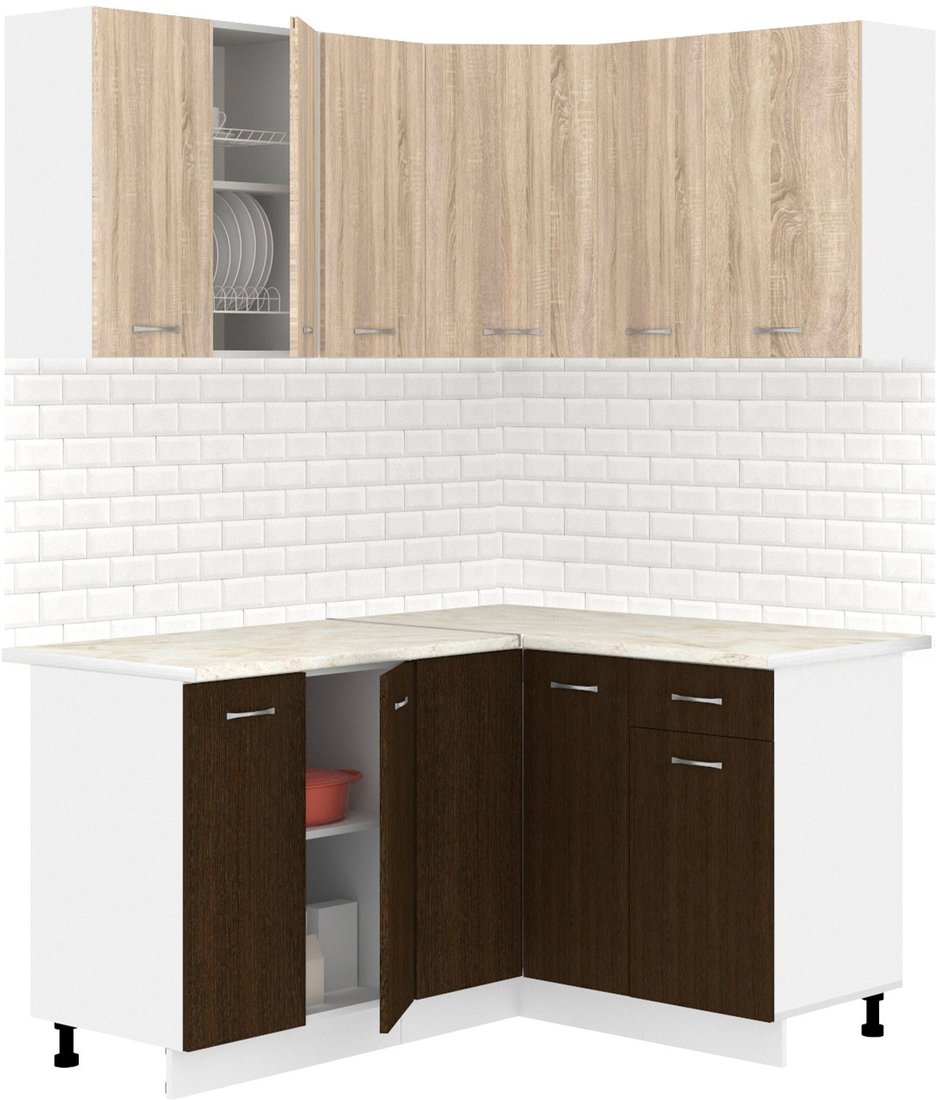 

Готовая кухня Кортекс-мебель Корнелия Лира 1.5x1.3 (дуб сонома/венге/королевский опал)
