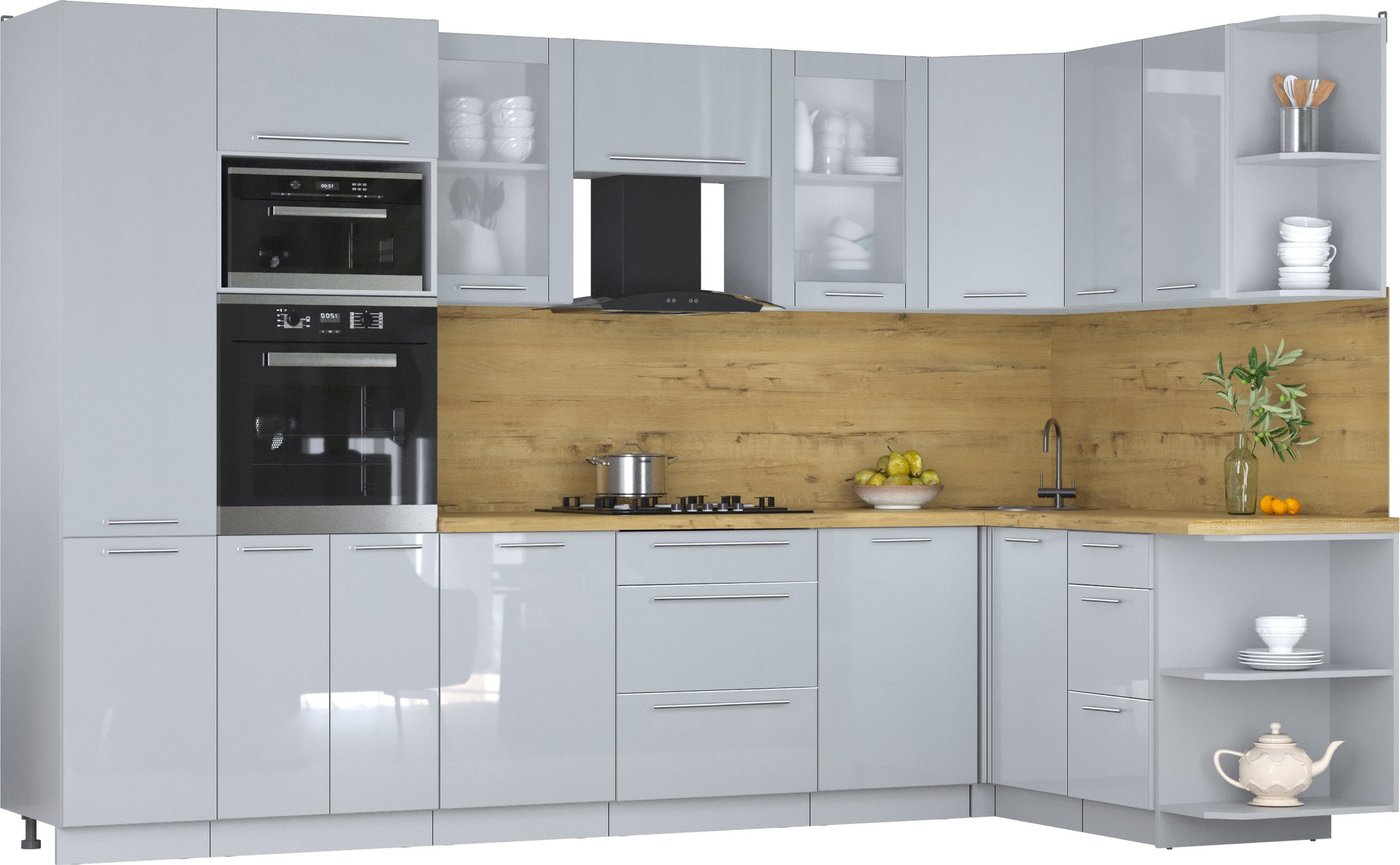 

Готовая кухня Интерлиния Мила Пластик 1.68x3.2 PR (туманный глянец/туманный глянец/дуб бунратти)