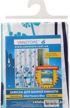 Шторка-занавеска для ванны VanStore Wild Flowers Blue Peva 61016