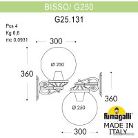 Уличный настенный светильник Fumagalli Globe 250 G25.131.000.VYE27DN