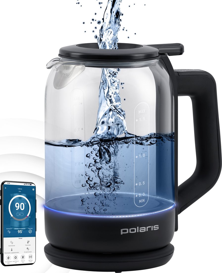 

Электрический чайник Polaris PWK 1720CGLD Wi-Fi IQ Home (черный)