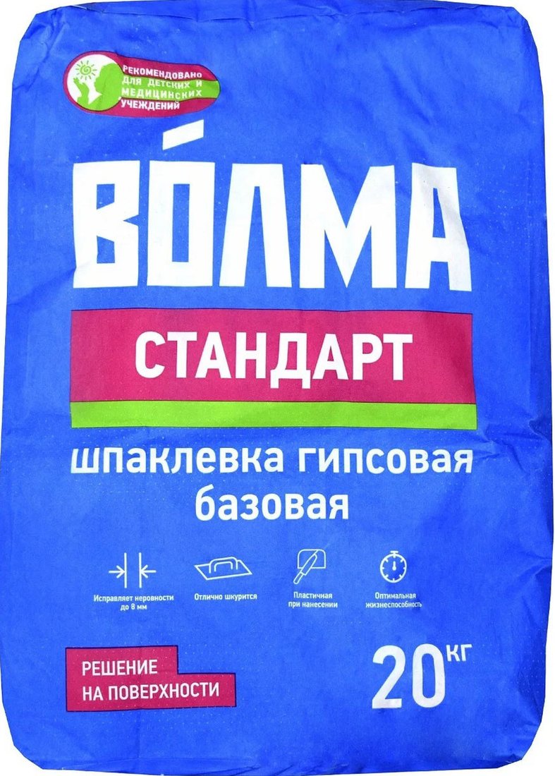 

Шпатлевка ВОЛМА Стандарт гипсовая 20 кг