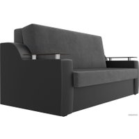 Диван Лига диванов Сенатор 100 105478 (велюр/экокожа, серый/черный)