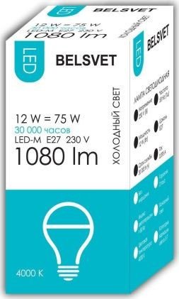 

Светодиодная лампочка Belsvet LED-M A60 12 W 4000 К Е27