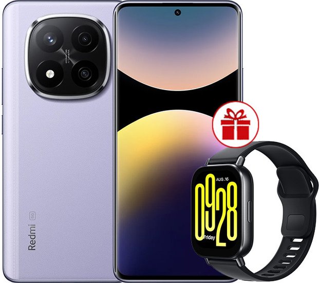 Xiaomi Redmi Note 14 Pro+ 5G 8GB/256GB wersja międzynarodowa (fioletowy) + smartwatch Xiaomi Redmi Watch 5 Active (czarny) w promocji