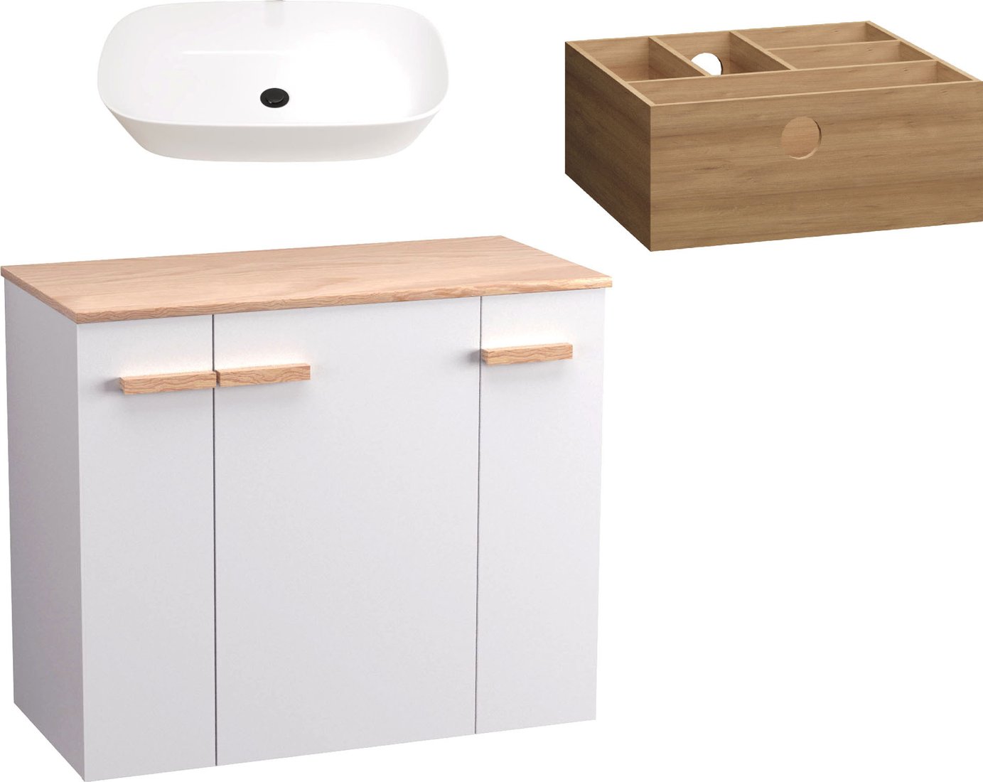 

Lauter Тумба под умывальник Adri 79 + 21393-70 (белый глянец, с органайзером 23)