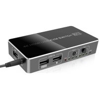 KVM переключатель USBTOP 2-х портовый KVM-переключатель HDMI2.0 4K60Hz +hotkey, (черный)