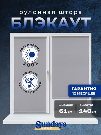 Рулонные шторы Sundays Home LM 168-07 61x140 (серый)