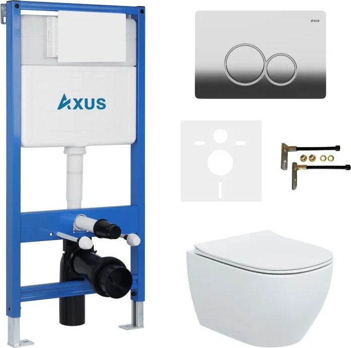 

Унитаз подвесной Axus 2318 с инсталляцией 011D и кнопкой 097EC
