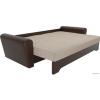 Диван Лига диванов Амстердам 28246 (микровельвет/экокожа, бежевый/коричневый)