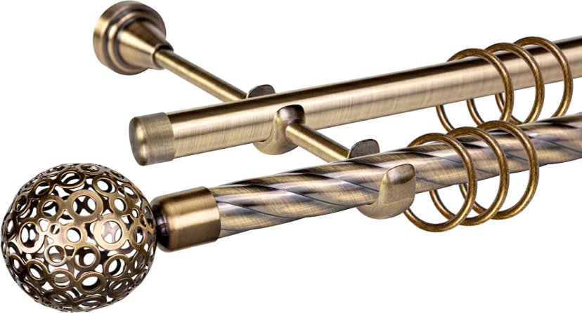 

Карниз для штор АС ФОРОС Grace D19К/19Г + наконечники Метеор (1.6м, антик)