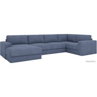 П-образный диван Rivalli Дискавери + оттоманка левая + угловая секция + кресло секц. (Bravo Blue)