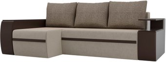 Лига диванов Майами 103024 (микровельвет/экокожа, бежевый/коричн./корфу 03)