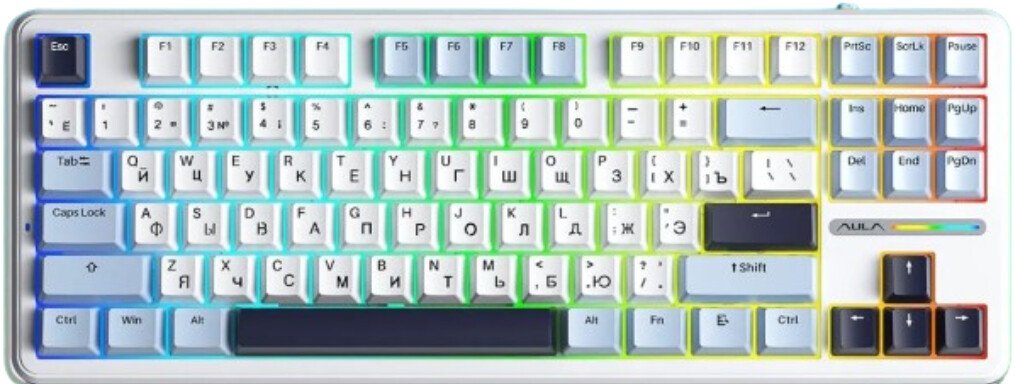 Клавиатура AULA F87 3in1 (белый/голубой/черный, Leobog Reaper)