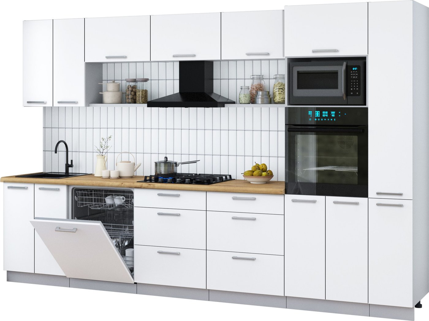 

Готовая кухня Интерлиния Мила Gloss 3.3-ПМ1 (белый/белый/дуб бунратти)