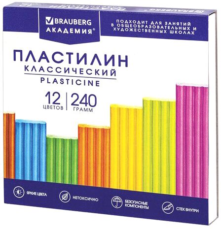 

Пластилин BRAUBERG Академия Хит 106423 (12 цветов)