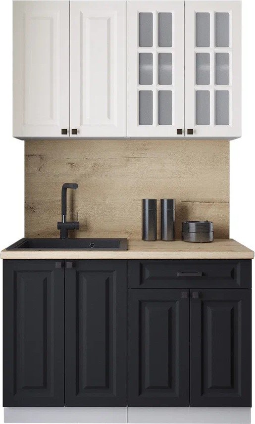 

Готовая кухня Интерлиния Мила Деко 1.2А (черный/белый/дуб бунратти)