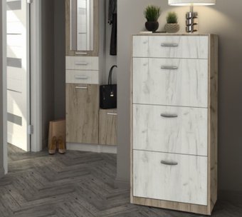 Тумба для обуви Артём-Мебель СН-100.12 (дуб крафт белый/дуб крафт серый)